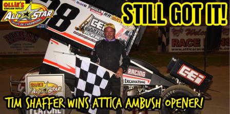 Tim Shaffer won Friday's All Star opener at Attica (Paul Arch Photo) (Video Highlights from FloRacing.com)