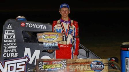 Buddy Kofoid scored his first career USAC NOS Energy Drink National Midget victory Saturday night at Missouri's Sweet Springs Motorsports Complex (Rich Forman Photo) (Video Highlights from FloRacing.com)