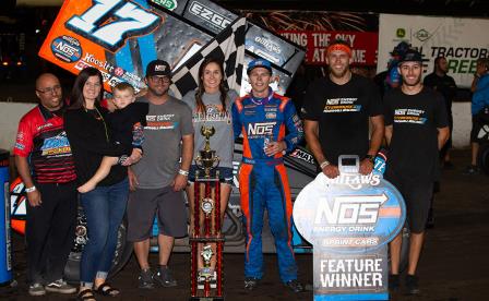 Sheldon Haudenschild prevailed in the WoO "tirefest" at Huset's Saturday (Trent Gower Photo) (Video Highlights from DirtVision.com)