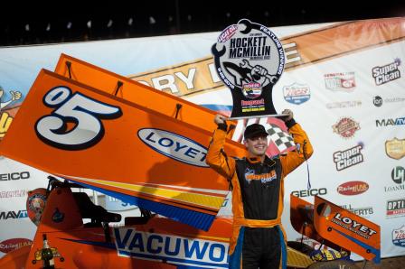 Photo: Brad in Victory Lane at the Hockett/McMillin Memorial (Paul Gray Photo)