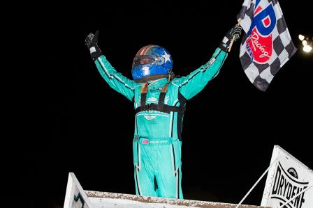 Jacob Allen won his first career WoO feature at Dodge City Friday (Trent Gower Photo) (Video Highlights from DirtVision.com)