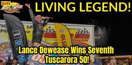 Lance Dewease won his seventh Tuscarora 50 Saturday at Port Royal (Bert Wojo Photo) (Video Highlights from FloRacing.com)
