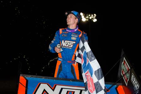 Sheldon Haudenschild won Saturday's WoO finale at Dodge City (Trent Gower Photo) (Video Highlights from DirtVision.com)