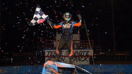 Chris Windom claimed the Jim Hurtubise Classic for the fourth time Friday at Terre Haute (David Nearpass Photo) (Video Highlights from FloRacing.com)