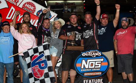 Logan Schuchart picked up the WoO win at Devil's Bowl Speedway Saturday (Trent Gower Photo) (Video Highlights from DirtVision.com)