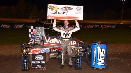 C.J. Leary led the final three laps to score Friday night's USAC AMSOIL National Sprint Car victory at Gas City I-69 Speedway (David Nearpass Photo) (Video Highlights from FloRacing.com)