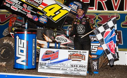 David Gravel won the WoO stop at Lernerville Saturday (Trent Gower Photo)