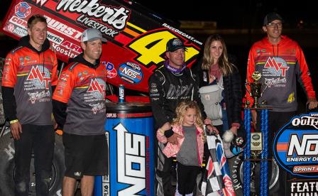 Shane Stewart won the WoO stop at Lakeside Speedway Friday (Trent Gower Photo) (Video Highlights from DirtVision.com)