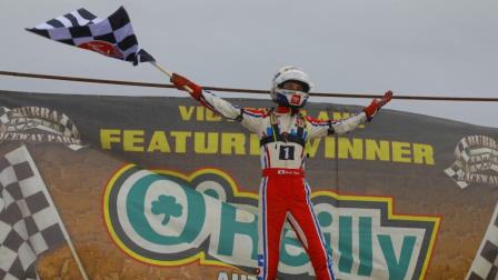 Buddy Kofoid's first four career USAC NOS Energy Drink National Midget wins have come in four different states and four different time zones: Central, Mountain, Pacific and Eastern, plus the tracks of Sweet Springs Motorsports Complex (Missouri), Arizona Speedway (Arizona), Bakersfield Speedway (California) and Bubba Raceway Park (Florida) (Rich Forman Photo) (Video Highlights from FloRacing.com)