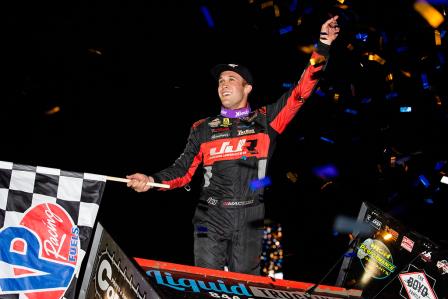 Carson Macedo won Friday night's WoO feature at Volusia (Trent Gower Photo) (Video Highlights from DirtVision.com)