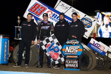 Aaron Reutzel won the WoO return to East Bay on Saturday (Trent Gower Photo) (Video Highlights from DirtVision.com)
