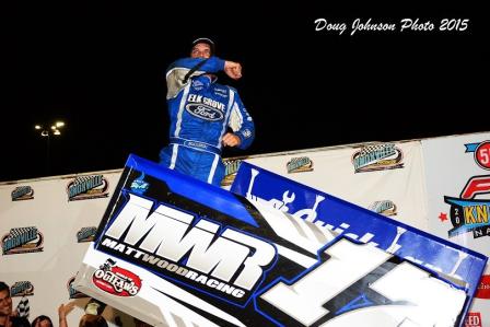 Bryan celebrates his first career win at Knoxville (Doug Johnson Photo)  