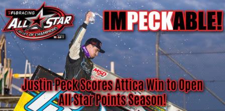 Justin Peck won the All Star show at Attica Saturday (Dave Biro - DB3 Imaging) (Video Highlights from FloRacing.com)