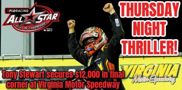 Tony Stewart Secures $12,000 in Final Corner at Virginia Motor Speedway