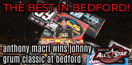 Anthony Macri won Sunday's Johnny Grum Classic at Bedford (Chad Warner Photo) (Video Highlights from FloRacing.com)