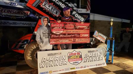 Blane Heimbach was the ASCS winner at Selinsgrove Saturday (ASCS Photo)