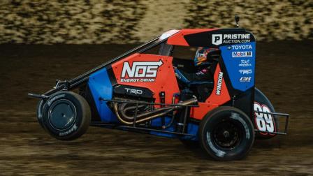 Chris Windom (Canton, Ill.) captured his first Kokomo Grand Prix victory, and first win of the 2021 USAC NOS Energy Drink National Midget season, Saturday night at Kokomo (Ind.) Speedway. (Ryan Sellers Photo) (Video Highlights from FloRacing.com)