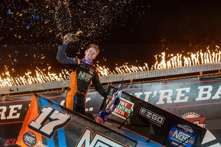 Sheldon Haudenschild claimed his first WoO win at Eldora on Saturday (Trent Gower Photo) (Video Highlights from DirtVision.com)