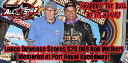 Lance Dewease won the $29,000 Bob Weikert Memorial at Port Royal Monday (Chad Warner Photo) (Video Highlights from FloRacing.com)