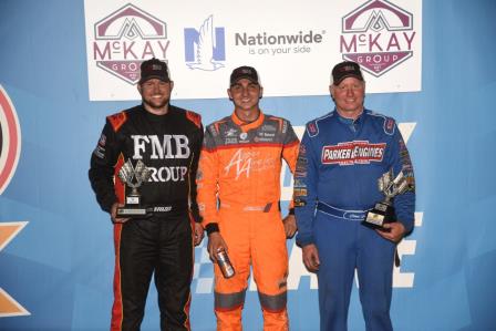 Winners Saturday were Matthew Stelzer (Pro), Gio Scelzi (410) and Clint Garner (360) (Paul Arch Photo) (Video Highlights from DirtVision.com)