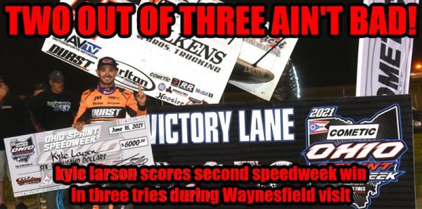 Kyle Larson Scores Second Speedweek Victory in Three Tries During Waynesfield Visit