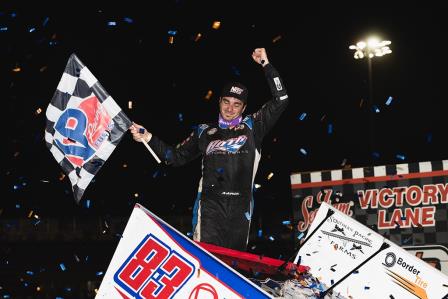 Aaron Reutzel took home $30,000 in the Huset's WoO finale Tuesday (Trent Gower Photo) (Video Highlights from DirtVision.com)