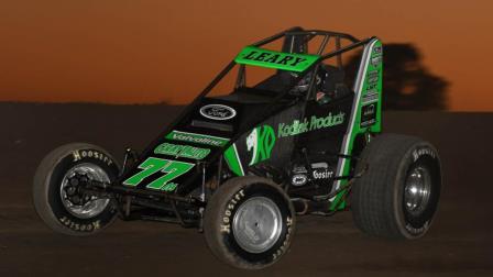C.J. Leary (Greenfield, Ind.) raced to a non-stop, green-to-checkered USAC AMSOIL National Sprint Car victory on Thursday night at Indiana's Plymouth Speedway (Travis Branch Photo) (Video Highlights from FloRacing.com)