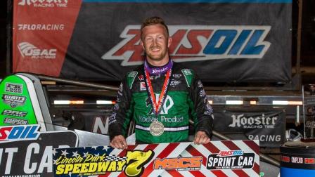 C.J. Leary captured his second USAC AMSOIL National Sprint Car victory in as many nights on Friday at Lincoln Park Speedway in Putnamville, Ind. (Rich Forman Photo) (Video Highlights from FloRacing.com)
