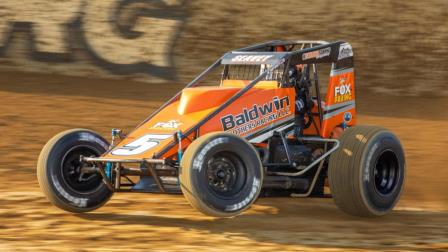 Logan Seavey raced to victory in Sunday night's USAC NOS Energy Drink Indiana Sprint Week by AMSOIL series at Indiana's Lawrenceburg Speedway. (Rich Forman Photo) (Video Highlights from FloRacing.com)
