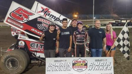 Ryan Timms survived and won the ASCS top at The Ditch Sunday (Matt Ward Photo) (Video Highlights from Racinboys.com)