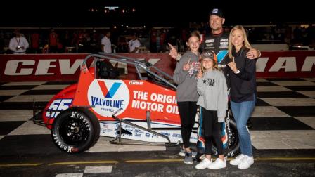 Josh Wise (Riverside, Calif.) made the winning move with four laps remaining to capture Saturday night's Hoosier Classic USAC Midget Special Event at Lucas Oil Raceway in Brownsburg, Ind. (Rich Forman Photo) (Video Highlights from FloRacing.com)