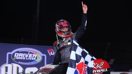 Kyle Larson won his second consecutive Stoops Pursuit race on Wednesday during the opening night of the Driven2SaveLives BC39 Powered By NOS Energy Drink at The Dirt Track at Indianapolis Motor Speedway. (Josh James Photo) (Video Highlights from FloRacing.com)