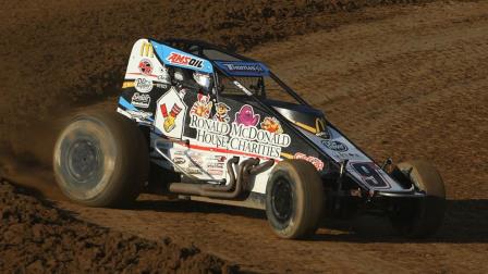 Kevin Thomas Jr. captured Sunday night's USAC AMSOIL Sprint Car National Championship feature at Indiana's Paragon Speedway, the first series event held at the track since 1998. (Chris Pedersen Photo) (Video Highlights from FloRacing.com)