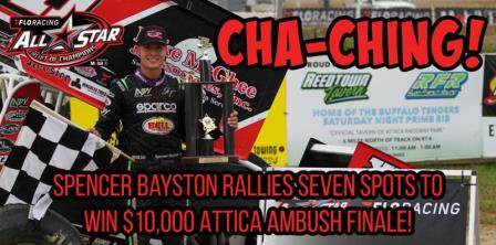 Spencer Bayston claimed the $10,000 Attica Ambush Saturday (Insane D'Wayne Riegle Racing Photography) (Video Highlights from FloRacing.com)