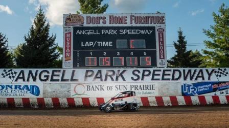 Tanner Thorson (Minden, Nev.) raced to his seventh USAC NOS Energy Drink Midget National Championship feature win of the season on Sunday night at Sun Prairie, Wisconsin's Angell Park Speedway. (Dave Olson Photo) (Video Highlights from FloRacing.com)