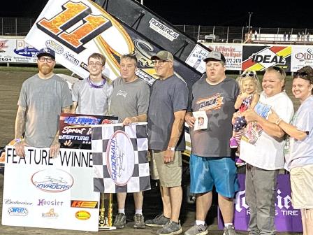 Colton Fisher picked up his first career Sprint Invaders win Saturday at Donnellson