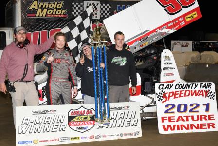 Matt Covington took the ASCS stop at the Clay County Fair Tuesday (Rob Kocak Photo)