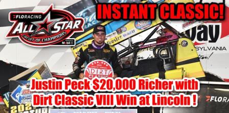 Justin Peck won the $20,000 Lincoln Dirt Classic Saturday (Chad Warner Photo) (Video Highlights from FloRacing.com)