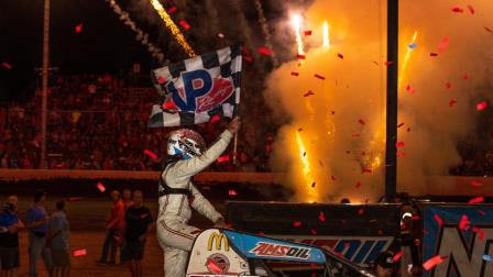 Kevin Thomas Jr. (Cullman, Ala.) scored a record fourth career Haubstadt Hustler feature victory Saturday night at Tri-State Speedway in Haubstadt, Indiana. (Rich Forman Photo) (Video Highlights from FloRacing.com)