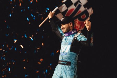 Kyle Larson won the prelim for the Williams Grove National Open Friday (Trent Gower Photo) (Video Highlights from DirtVision.com)