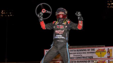 Jake Swanson (Anaheim, Calif.) scored his first career USAC AMSOIL Sprint Car National Championship feature victory on Thursday night during the opening night for the 25th Heimark Anheuser Busch Budweiser Oval Nationals Presented by All Coast Construction at southern California’s Perris Auto Speedway. (Video Highlights from FloRacing.com)