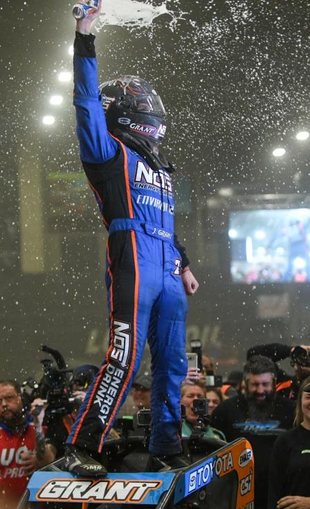 Justin Grant won Friday's Prelim at the Chili Bowl (Ryan Black Photo)