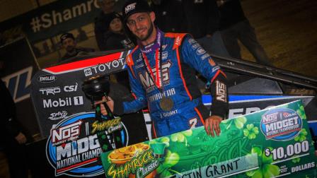 Justin Grant (Ione, Calif.) bagged Saturday night's $10,000 prize after becoming the first multi-time winner of the Shamrock Classic at the Southern Illinois Center in Du Quoin. (Jack Reitz Photo) (Video Highlights from FloRacing.com)