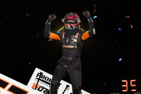 Kyle Larson Flies to Tulare, Captures World of Outlaws Win at Thunderbowl