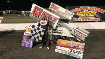 Seth Bergman took the ASCS Devil's Bowll Finale Saturday (ASCS Photo)