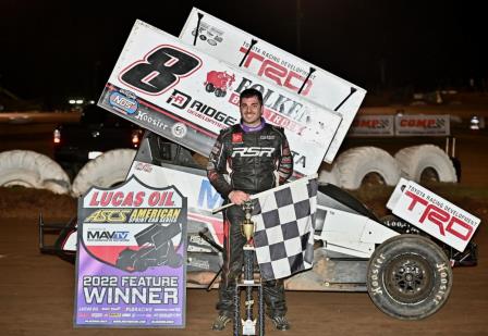 Aaron Reutzel won the ASCS stop at I-30 Speedway Saturday (Jimmy Jones Photo)