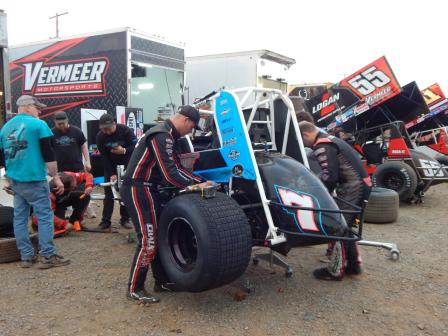 Crews go to work on Scott Bogucki's injured sprinter