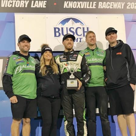 Carson Macedo celebrates his win with the Jason Johnson Racing #41 team (Video Highlights from DirtVision.com)