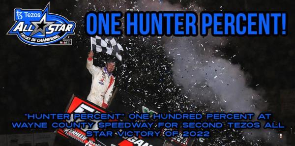 Hunter Schuerenberg is "Hunter Percent" at Wayne County Speedway for Second Tezos All Star Victory of 2022