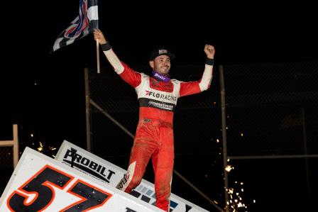 Kyle Larson won the WoO stop at Attica (Trent Gower Photo) (Video Highlights from DirtVision.com)